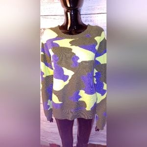 AMICI 100% pure cashmere sweater jumper size medium camo